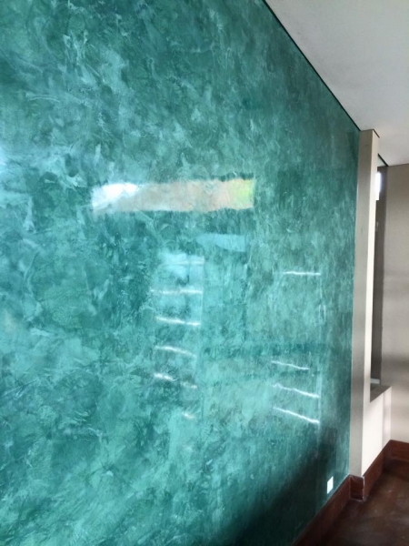 three colors of lime based plaster highly polished and then waxed and ...